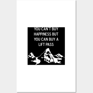 Ski Snowboard Lift Pass Grand Teton Mountains Posters and Art